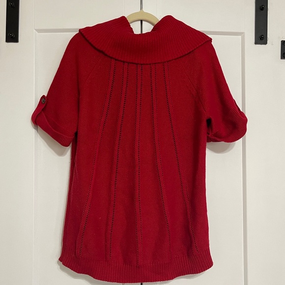 Banana Republic 100% cotton Red Cowl Turtleneck Short Sleeve Sweater - Picture 8 of 11